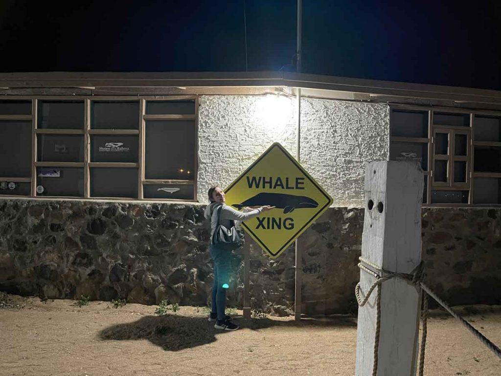 Whale Crossing Sign at Marios in Guerrero Negro